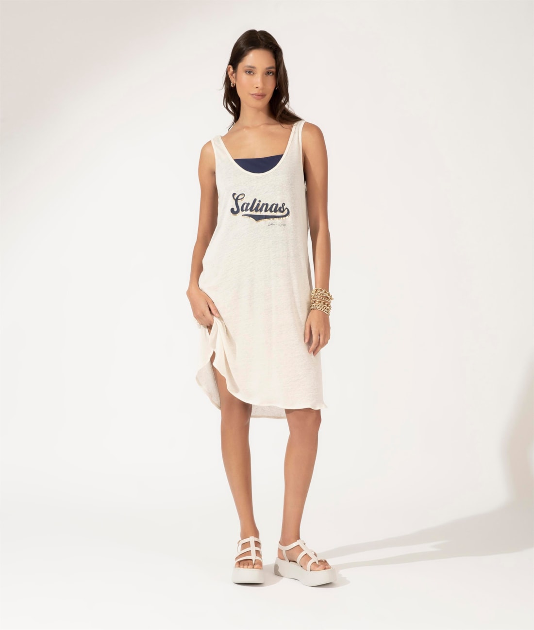 Vestido Regata Viscolinho Salinas College Off White