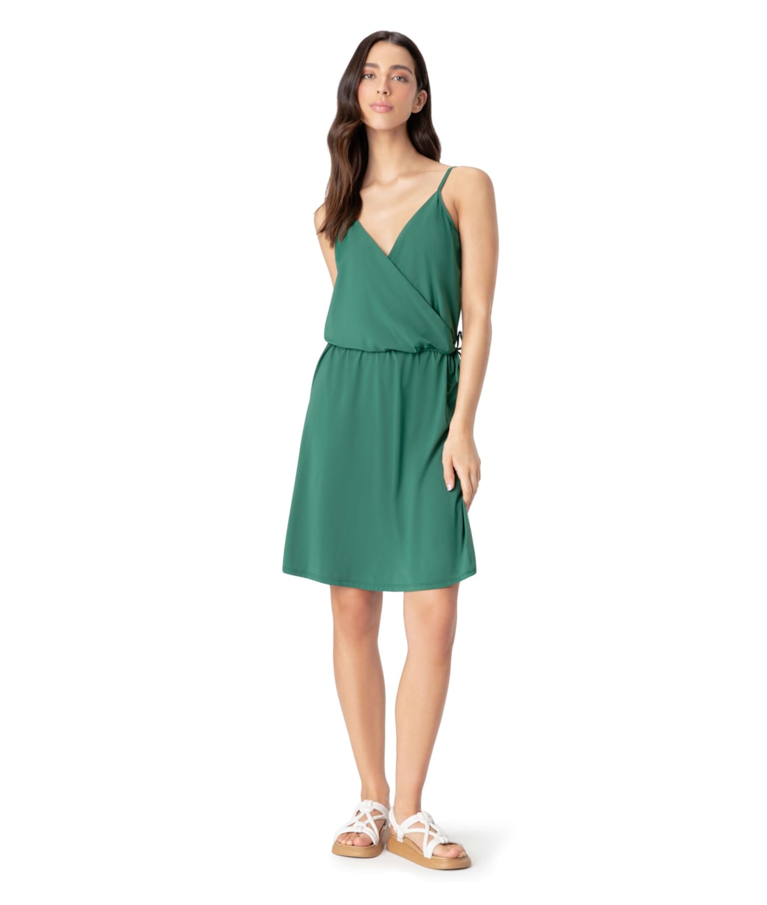 Vestido Resort Alça Jersey Verde Escuro
