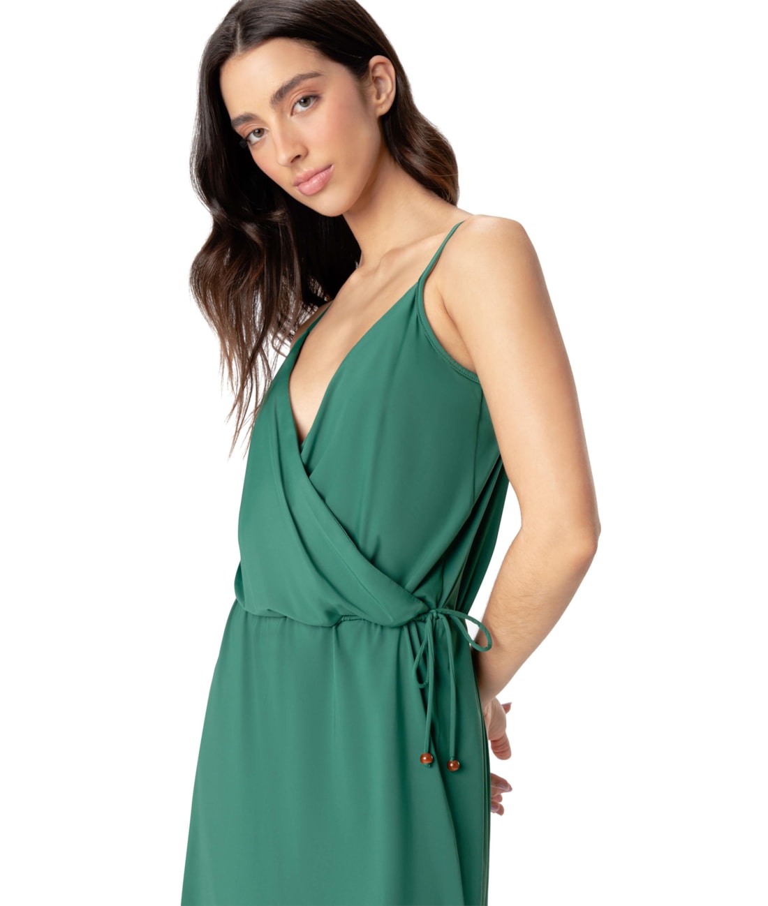 Vestido Resort Alça Jersey Verde Escuro