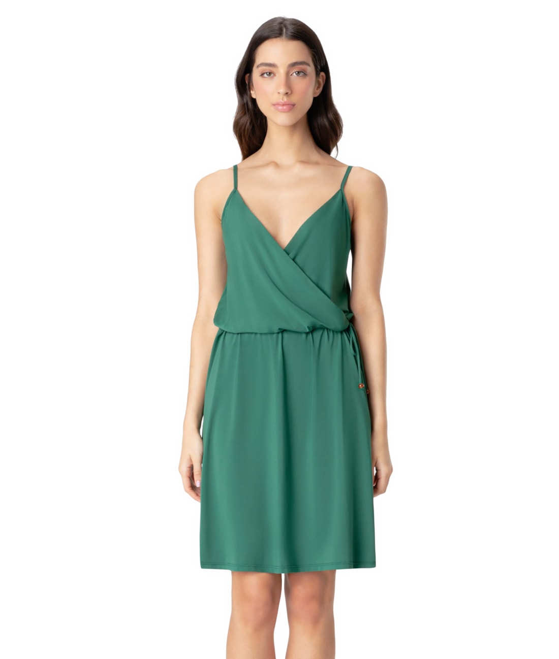 Vestido Resort Alça Jersey Verde Escuro