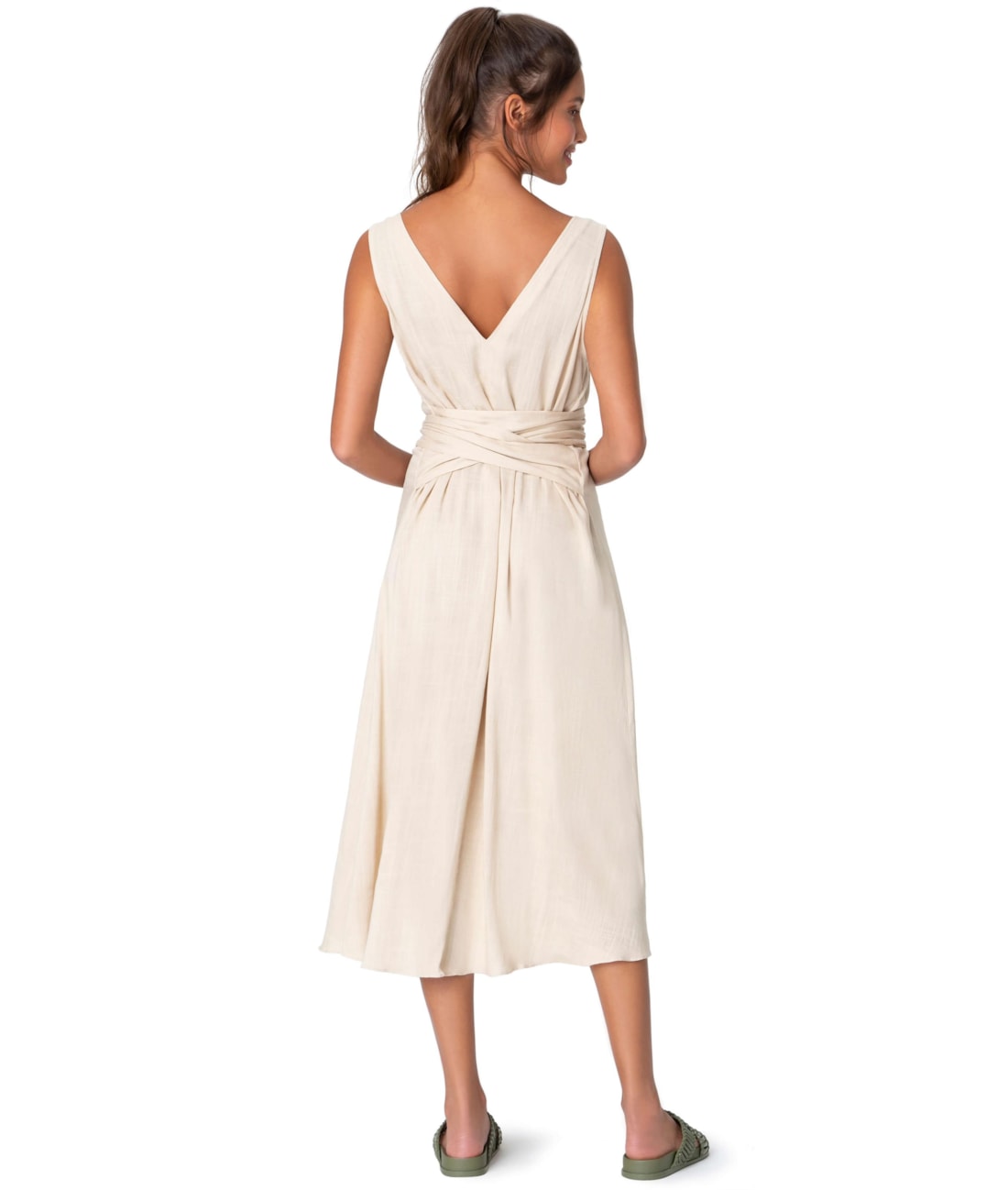 Vestido Resort Amarração Visco Slub Natural