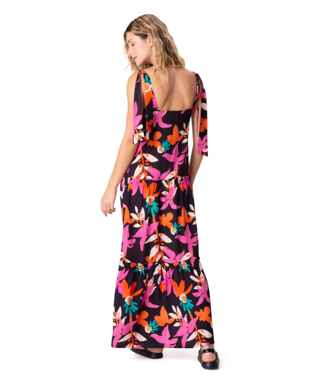 Vestido Resort Babados Madalena Preto