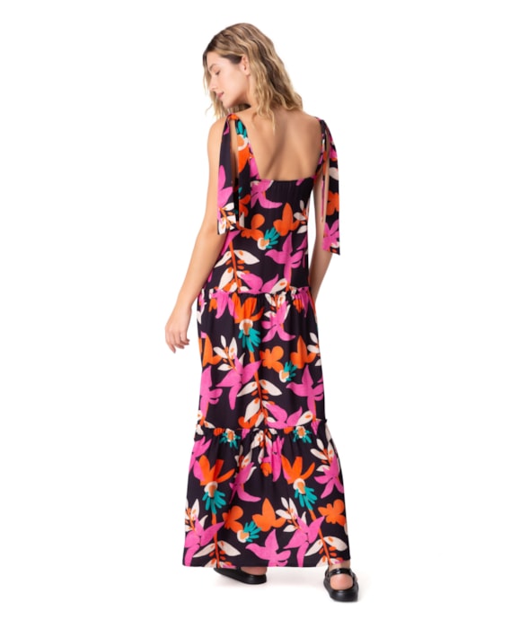 Vestido Resort Babados Madalena Preto
