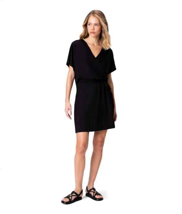 Vestido Resort Bata Jersey Preto
