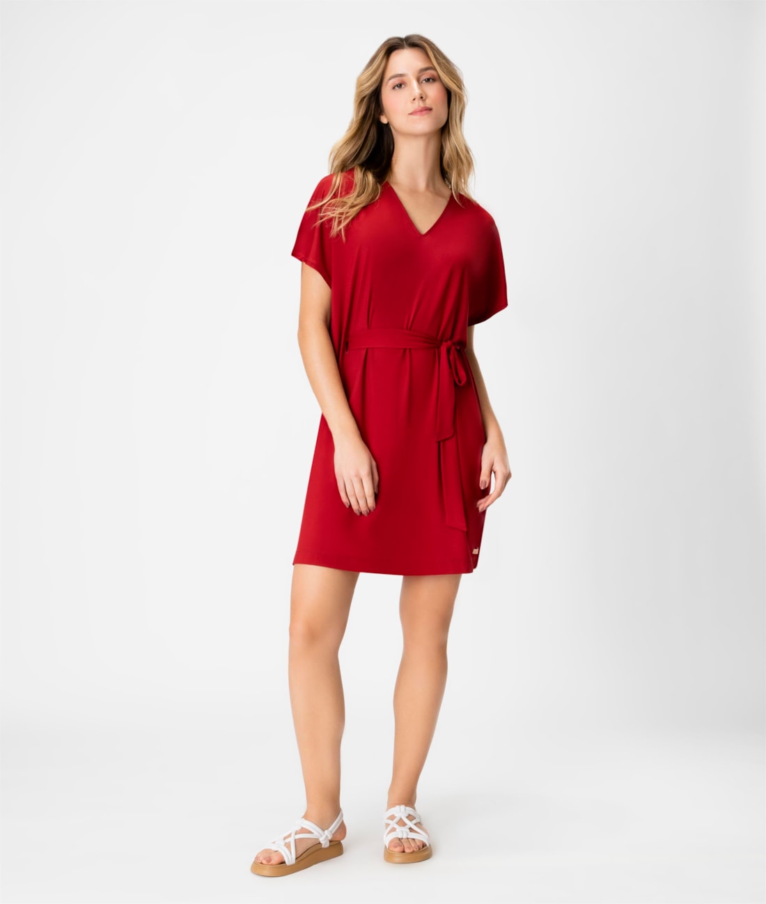 Vestido Resort Bata Jersey Vermelho