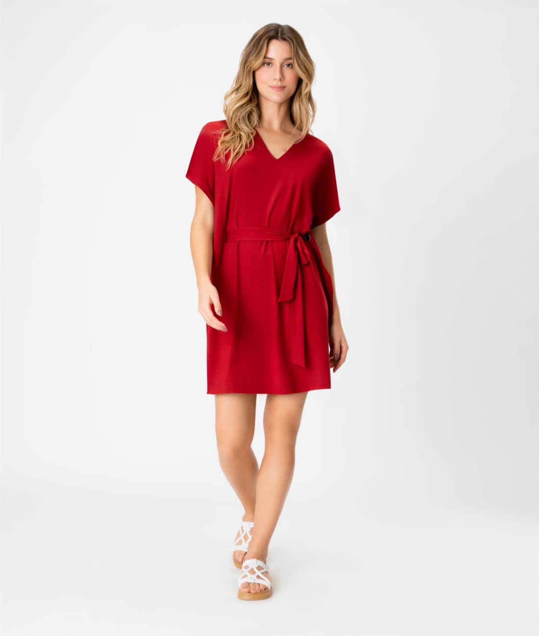 Vestido Resort Bata Jersey Vermelho