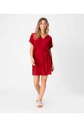 Vestido Resort Bata Jersey Vermelho