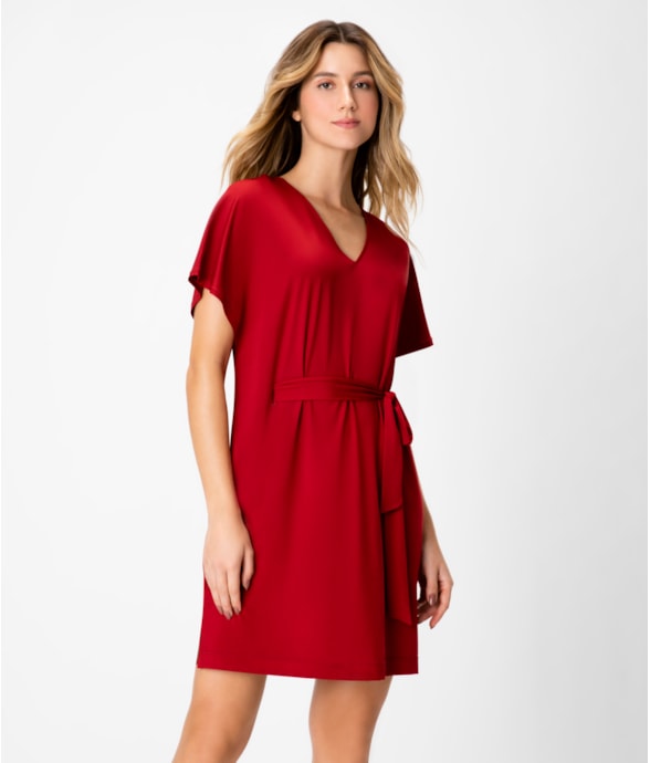 Vestido Resort Bata Jersey Vermelho