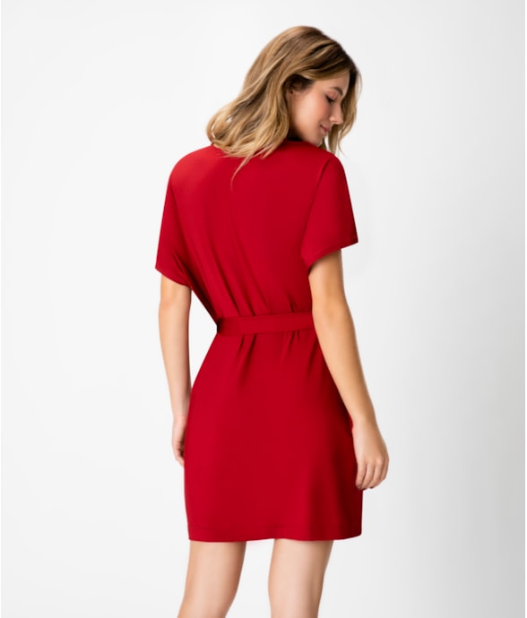 Vestido Resort Bata Jersey Vermelho