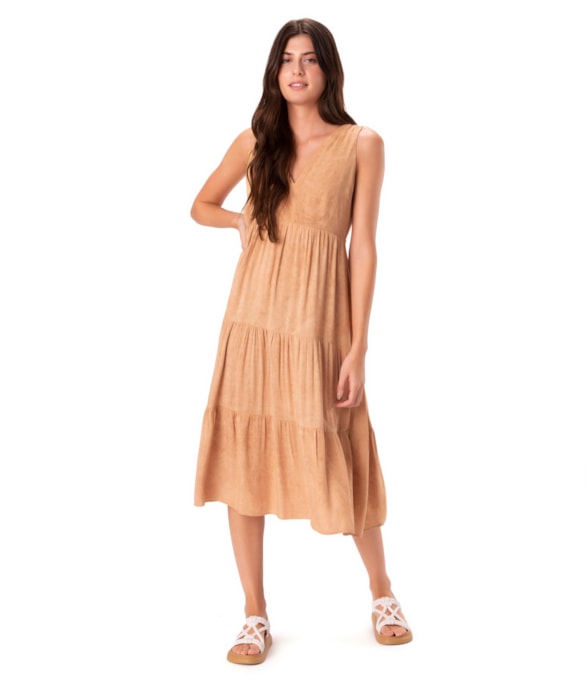 Vestido Resort Camadas Stone Marrom