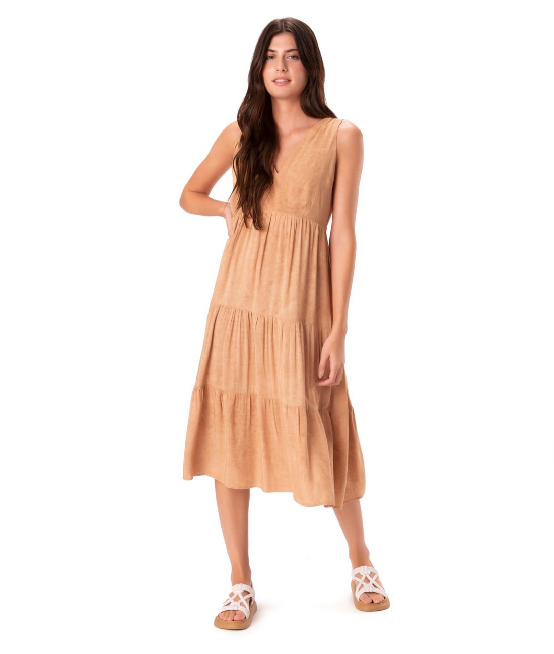 Vestido Resort Camadas Stone Marrom