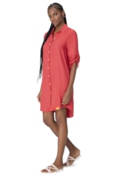 Vestido Resort Chemise Linen Gaze Coral