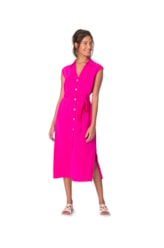Vestido Resort Chemise Midi Viscose Pink