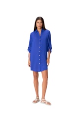 Vestido Resort Chemise Viscose Azul Bic