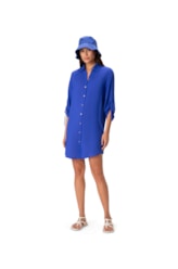 Vestido Resort Chemise Viscose Azul Bic