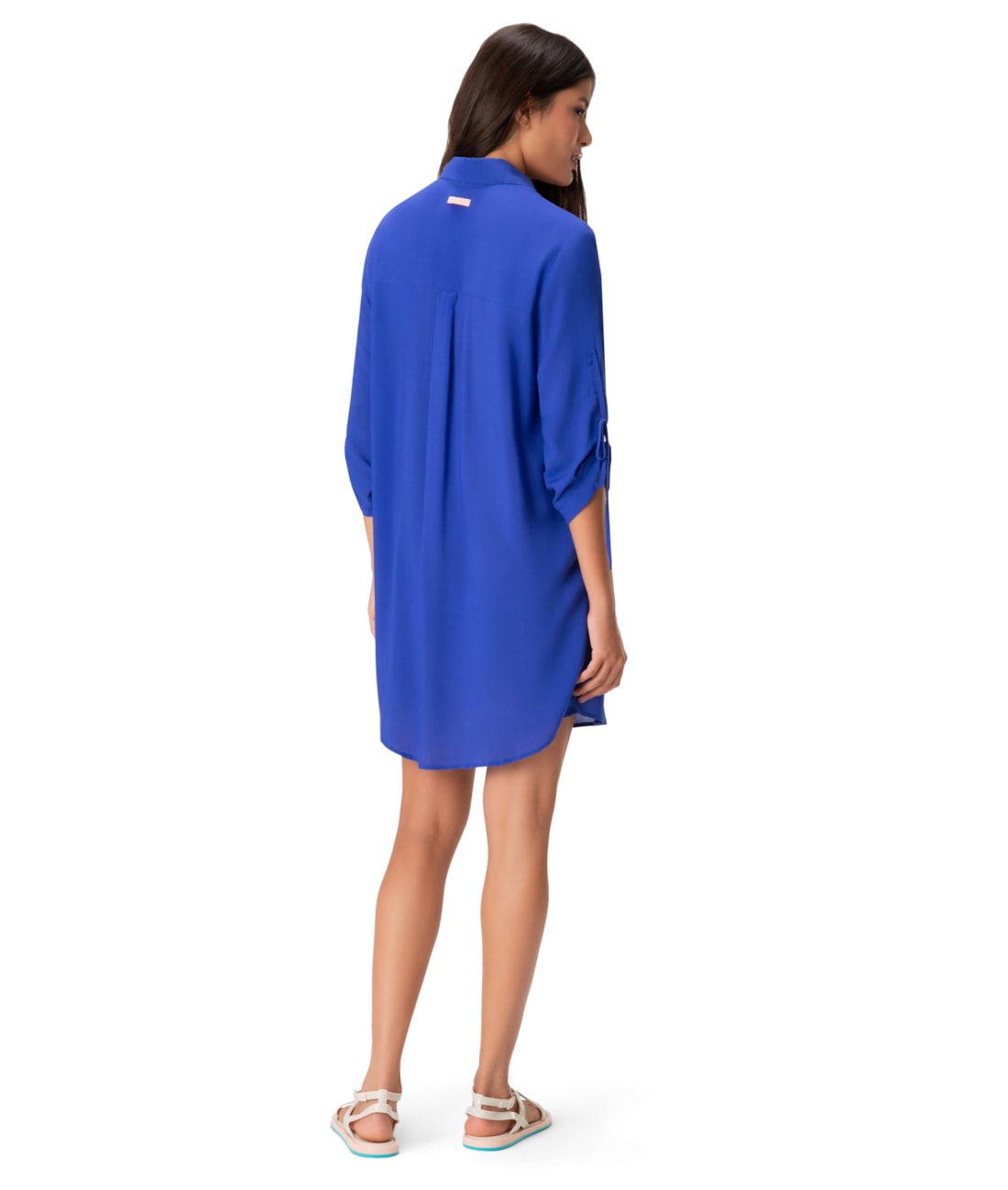 Vestido Resort Chemise Viscose Azul Bic