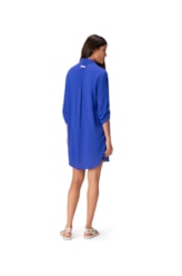 Vestido Resort Chemise Viscose Azul Bic