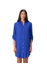 Vestido Resort Chemise Viscose Azul Bic