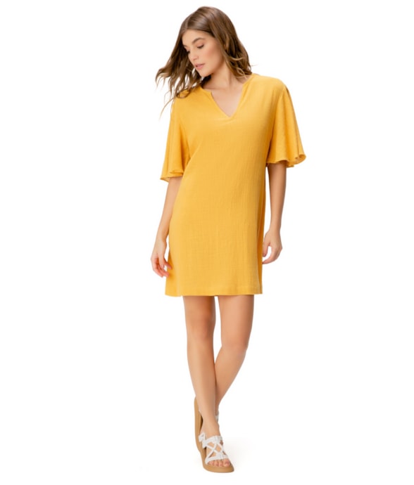 Vestido Resort Cotton Washed Amarelo