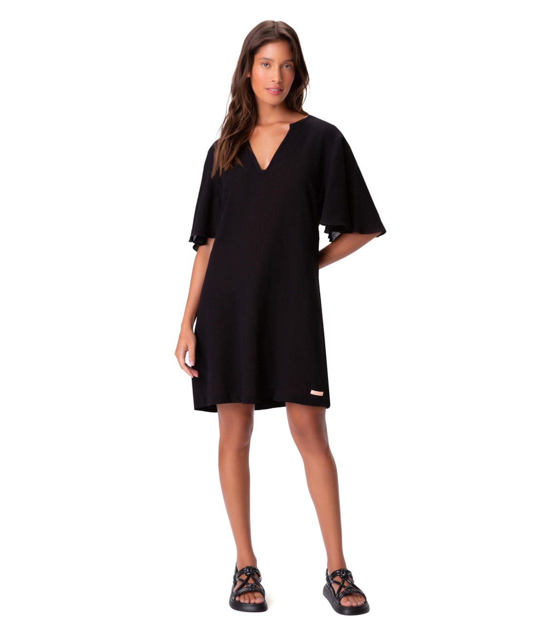 Vestido Resort Cotton Washed Preto