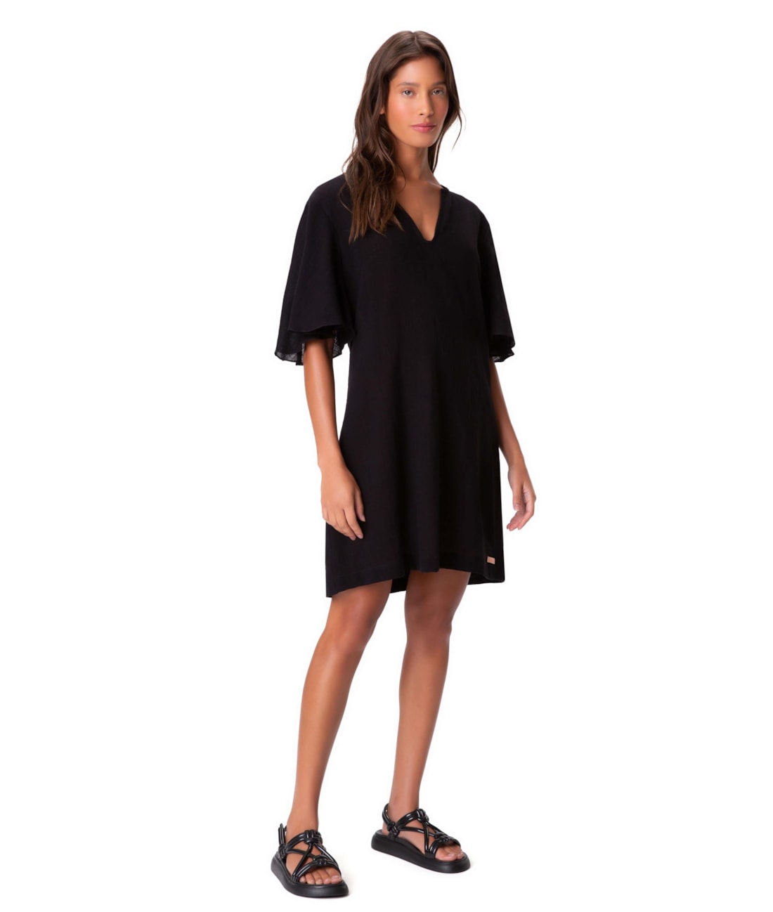 Vestido Resort Cotton Washed Preto