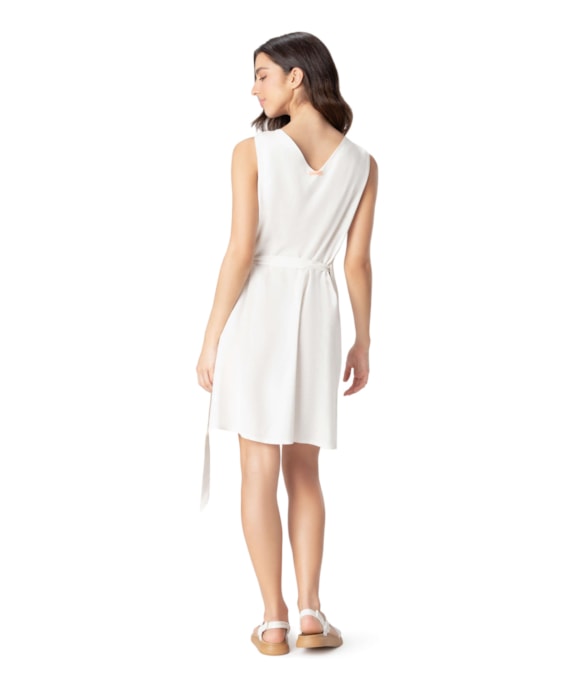 Vestido Resort Curto Linho Blend Off White