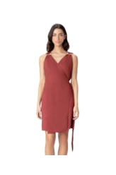 Vestido Resort Curto Linho Blend Vinho