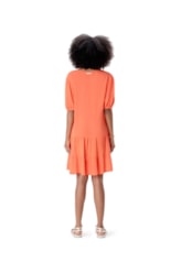 Vestido Resort Curto Recortes Crepe Indiano Coral