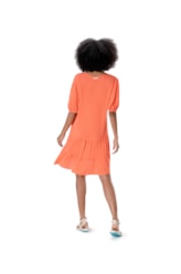 Vestido Resort Curto Recortes Crepe Indiano Coral