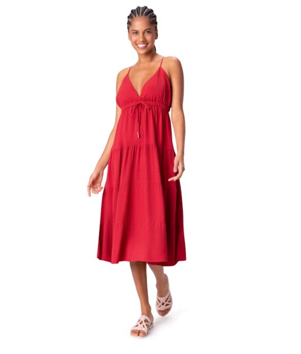 Vestido Resort Heavy Linho Vinho
