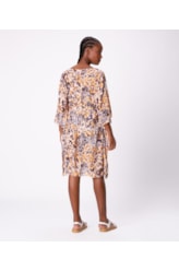 Vestido Resort Kaftan Print Amarelo