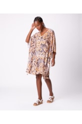 Vestido Resort Kaftan Print Amarelo