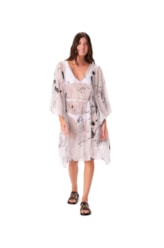 Vestido Resort Kaftan Print Off White