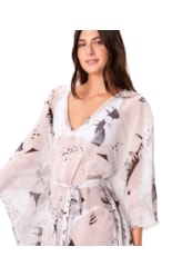 Vestido Resort Kaftan Print Off White