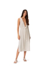 Vestido Resort Midi Heavy Linho Natural