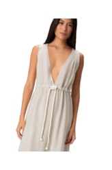 Vestido Resort Midi Heavy Linho Natural