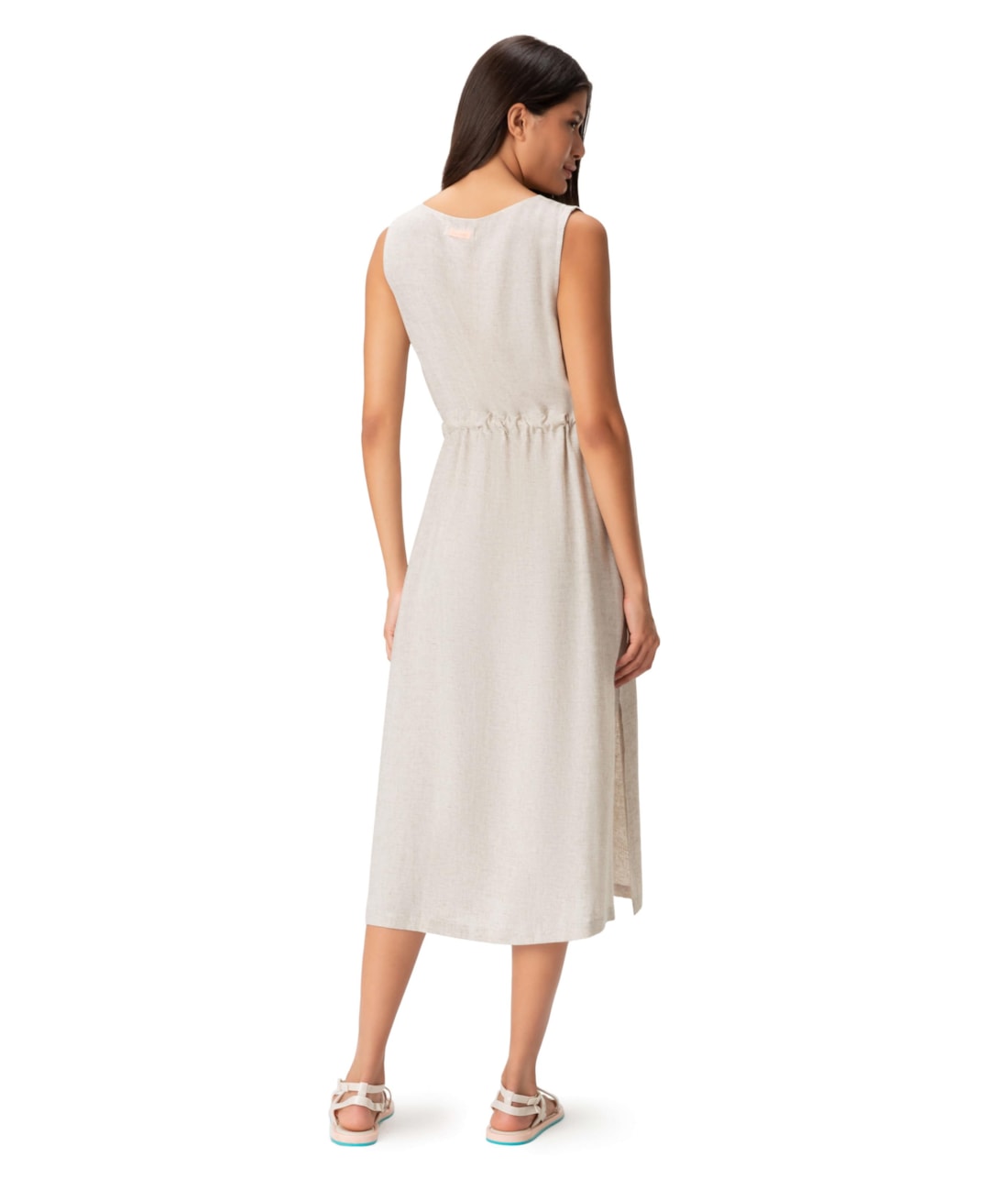 Vestido Resort Midi Heavy Linho Natural