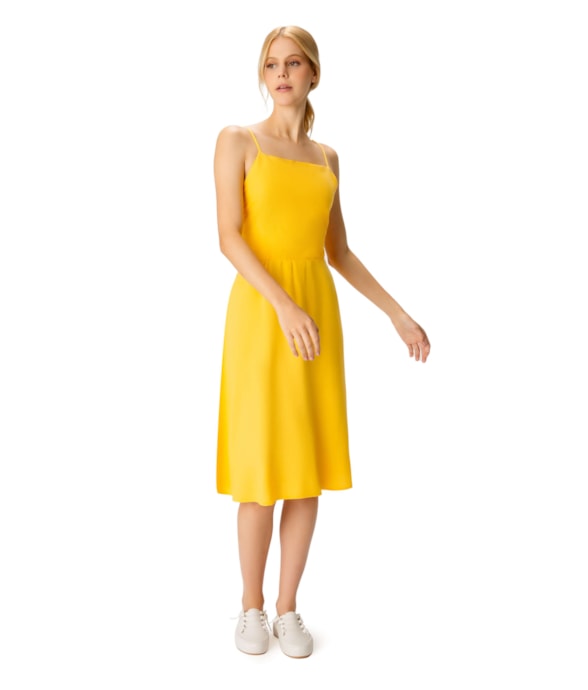 Vestido Resort Midi Laço Celebrate Amarelo