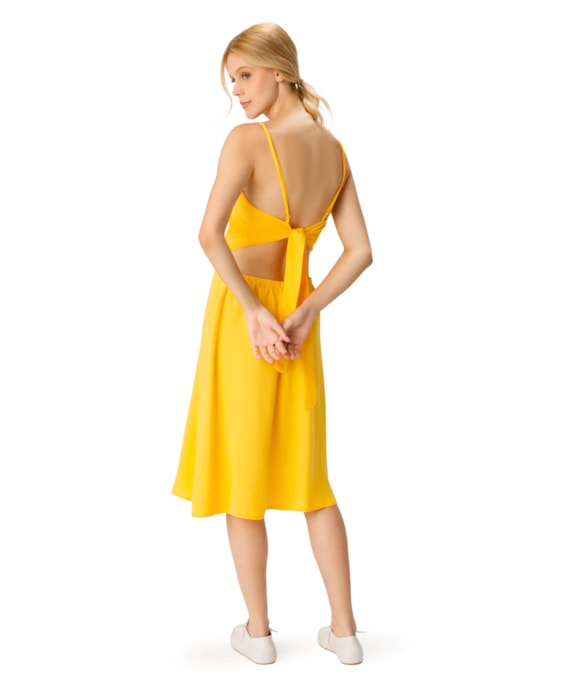 Vestido Resort Midi Laço Celebrate Amarelo