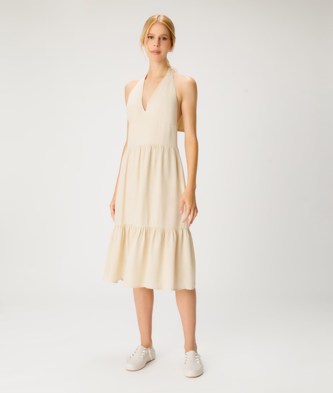 Vestido Resort Midi Light Visco Areia