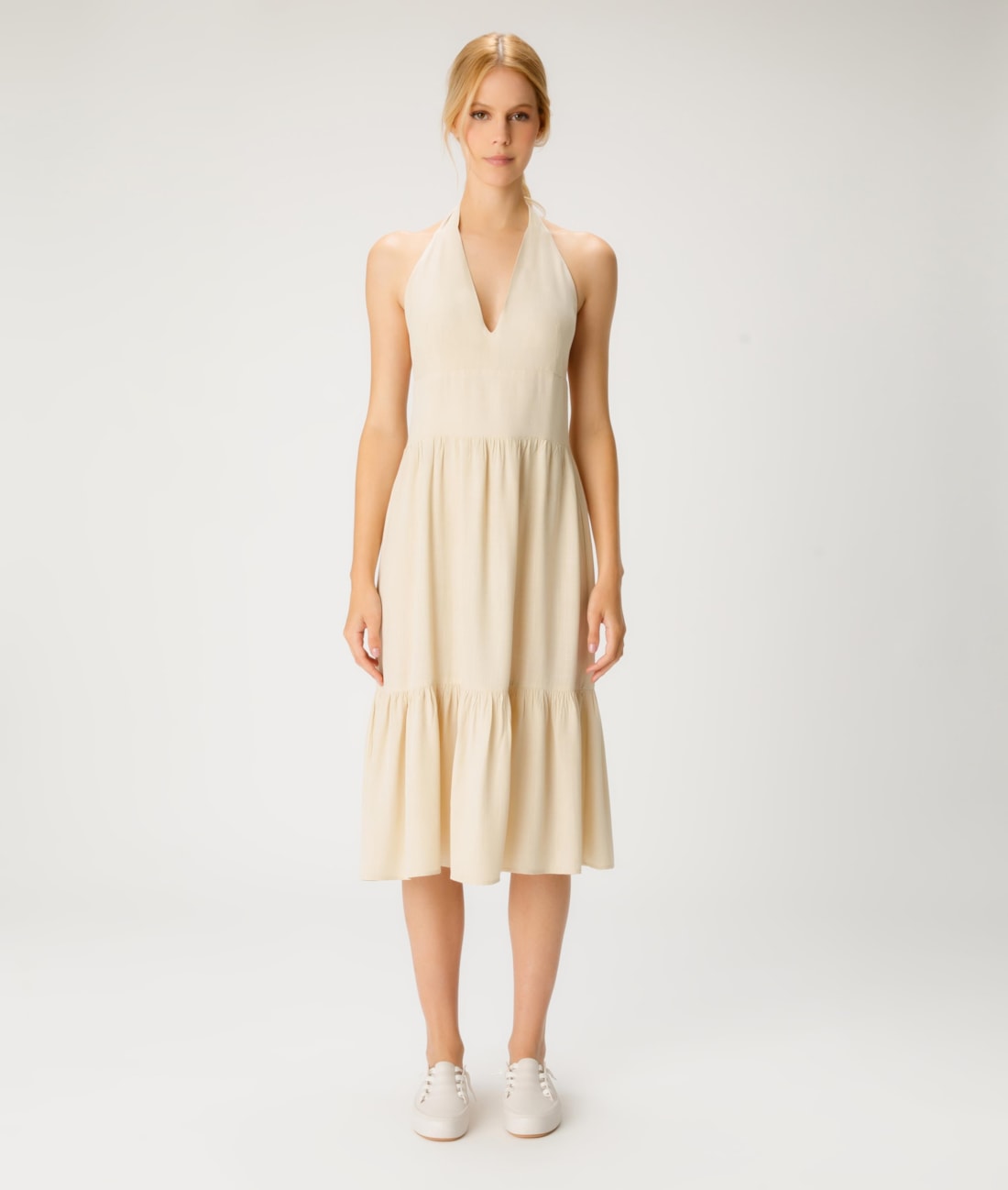 Vestido Resort Midi Light Visco Areia