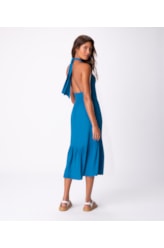 Vestido Resort Midi Light Visco Azul Bic