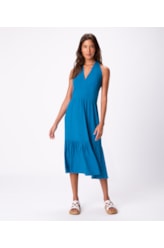 Vestido Resort Midi Light Visco Azul Bic
