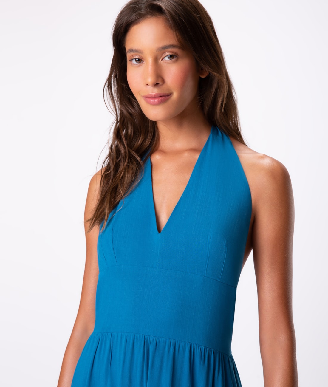 Vestido Resort Midi Light Visco Azul Bic