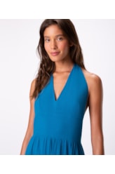 Vestido Resort Midi Light Visco Azul Bic