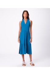 Vestido Resort Midi Light Visco Azul Bic