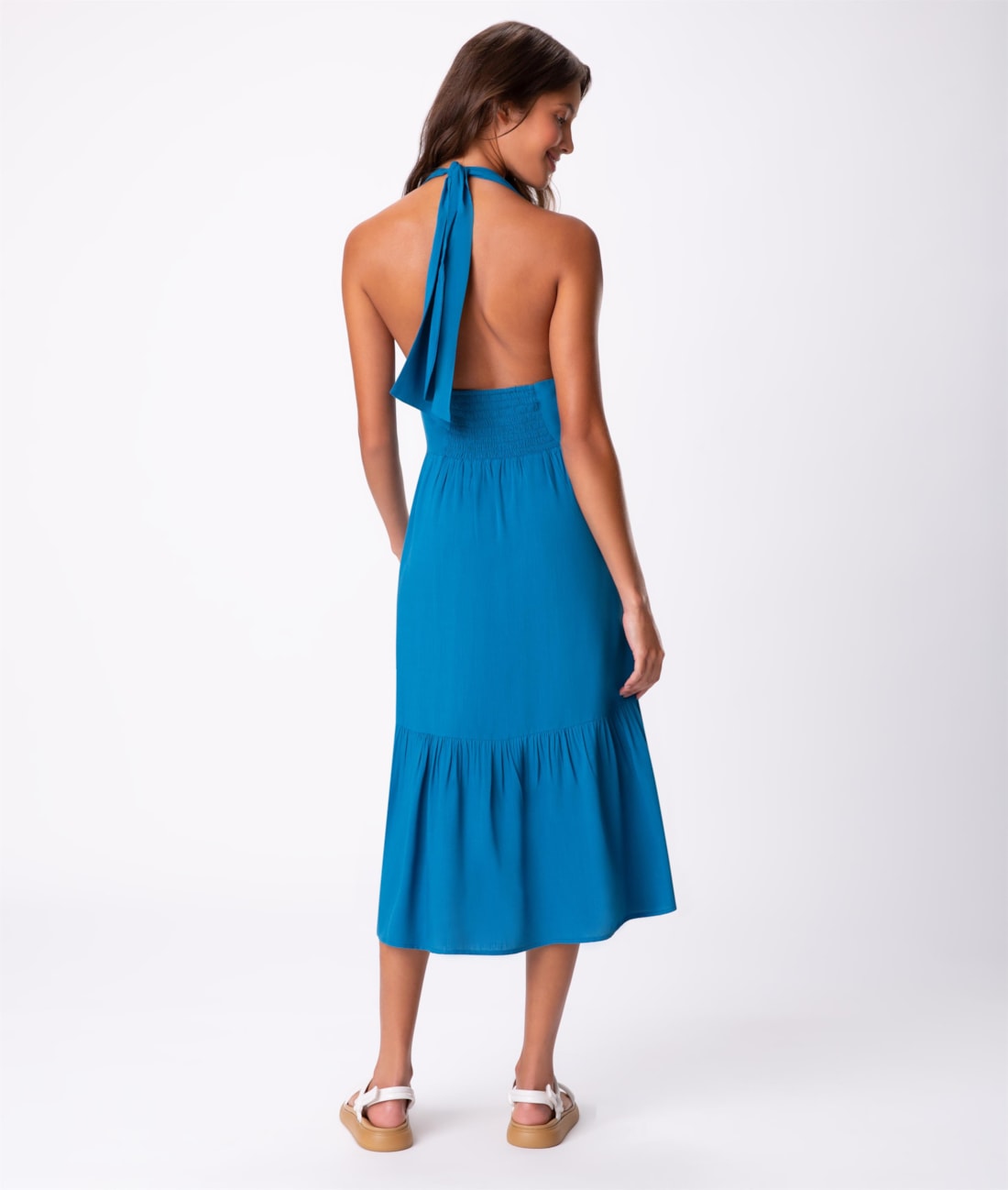 Vestido Resort Midi Light Visco Azul Bic