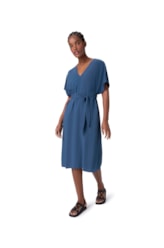 Vestido Resort Midi Linen Blend Marinho