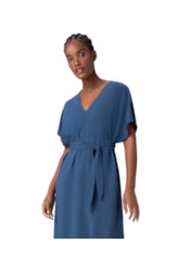 Vestido Resort Midi Linen Blend Marinho