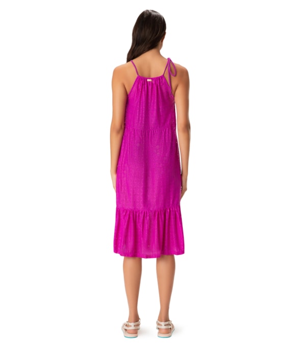 Vestido Resort Midi Recortes Laise Pink